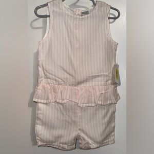 Edgehill Collection Girl’s Size 2T Pink White Striped Sleeveless Romper NWT